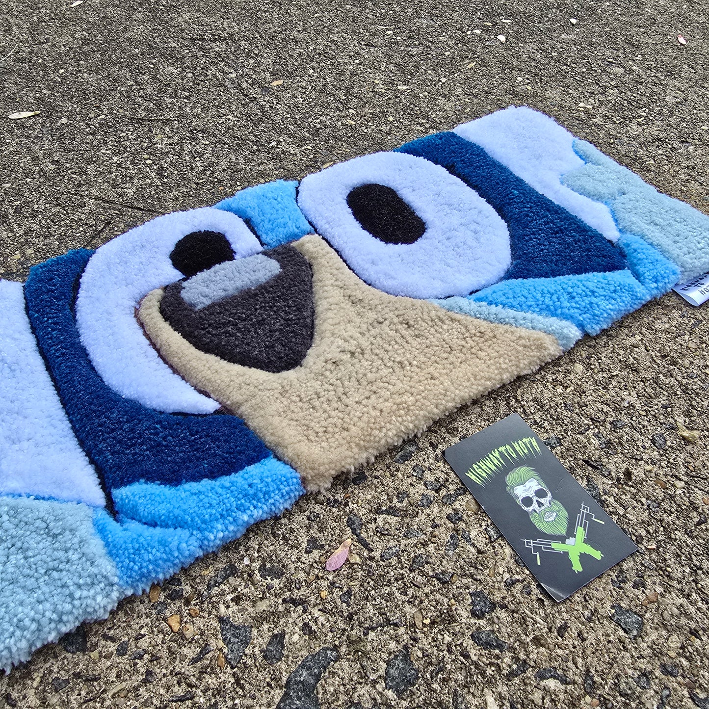 "Not Steve's Blue Puppy" Hand Tufted Rug